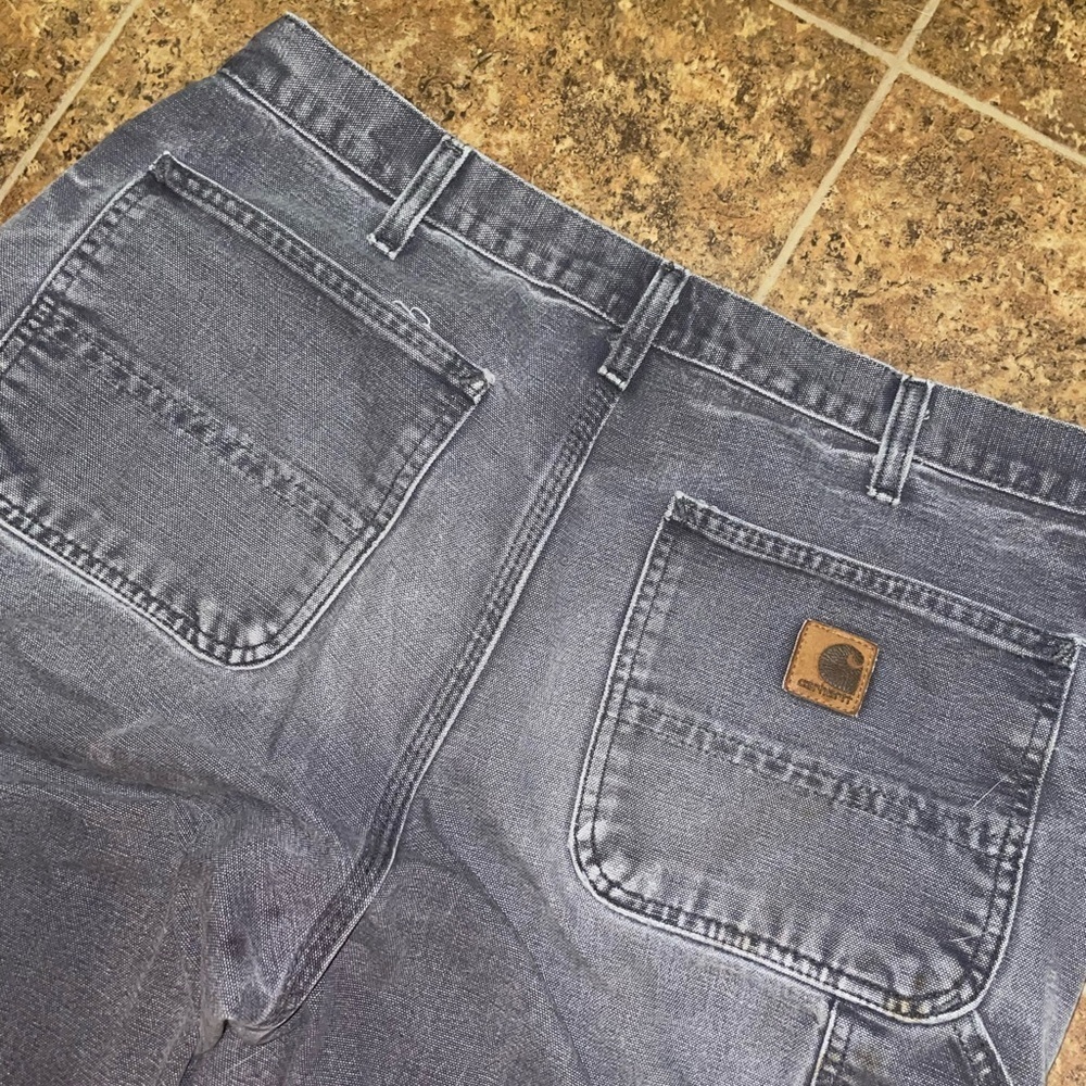 2007 Distressed Carhartt B11 Petrol Blue Carpenter Jeans 32x32 - Picture 2 of 10
